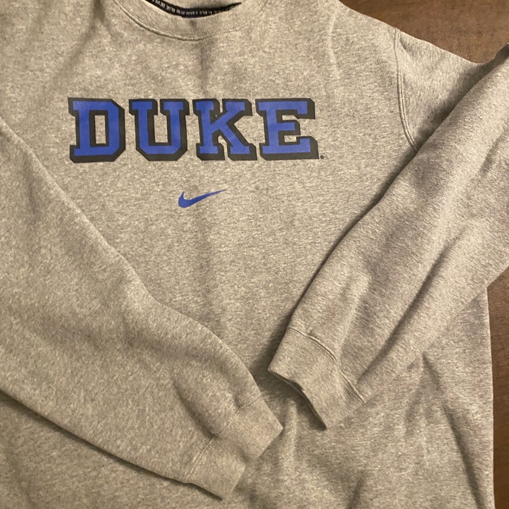 Nike Gray Crewneck Sweater with Blue Duke Logo